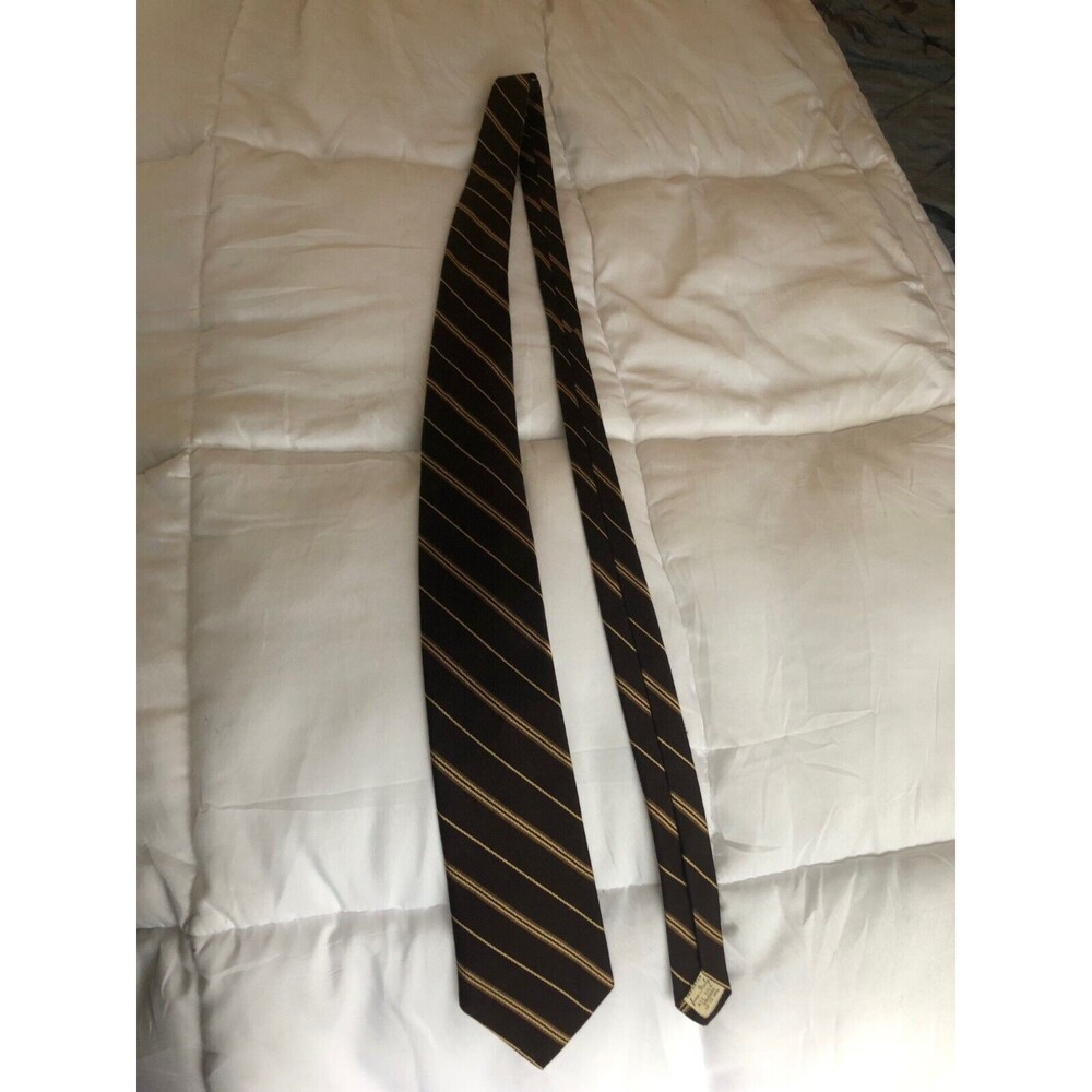 College Hall Necktie Imported from Italy All Silk Brown Stripes‎